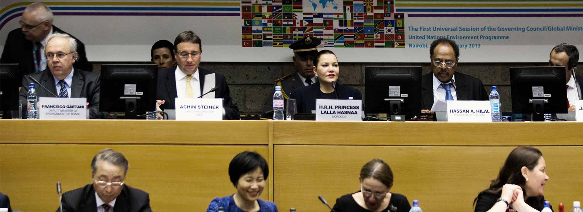 <strong>Son Altesse Royale la Princesse Lalla Hasnaa</strong> assiste à la 27ème session du Conseil d’Administration/Forum Ministériel mondial de l’Environnement du Programme des Nations Unies pour l’Environnement (PNUE) lundi 18 février 2013 à Nairobi (Kenya).